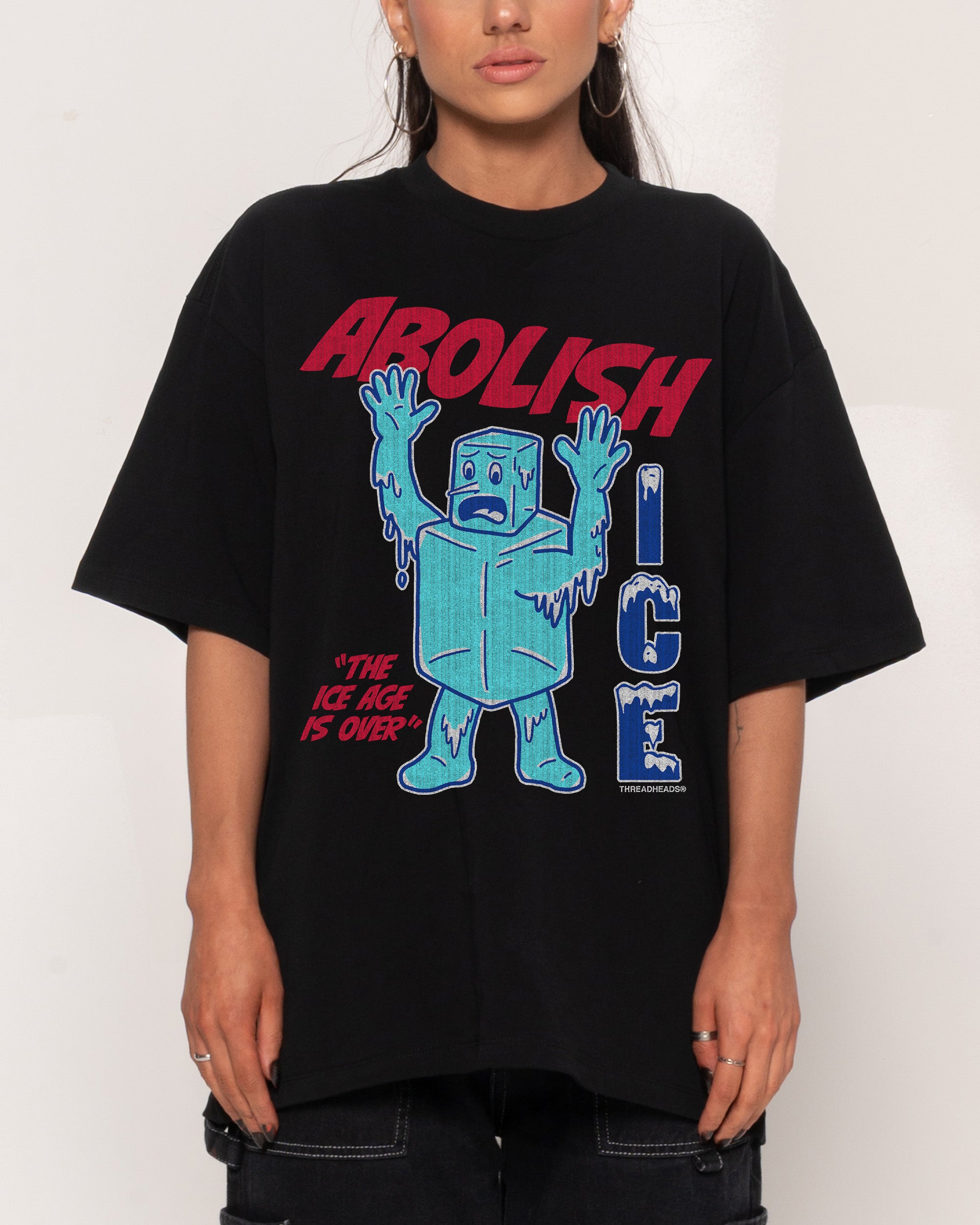 Abolish ICE Oversized Graphic Tee Unisex 90s Boxy Fit 100% Combed Cotton