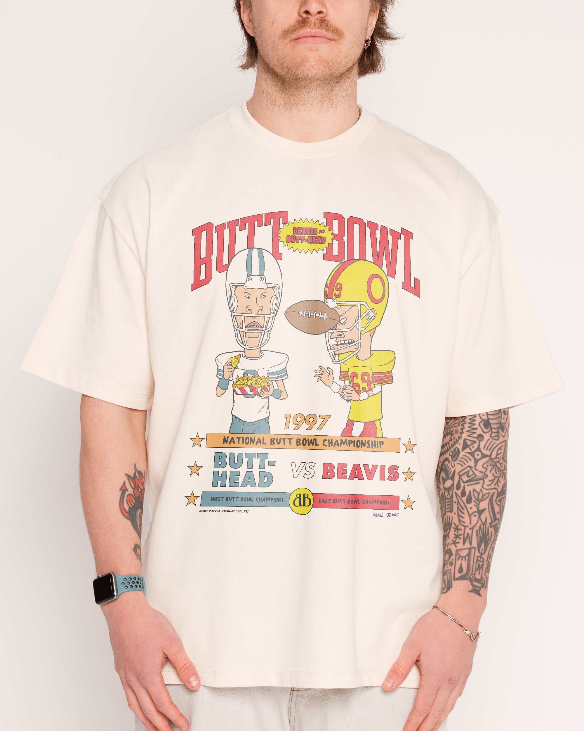 Beavis and Butthead Butt Bowl Oversized Graphic Tee Unisex 100% Combed Cotton