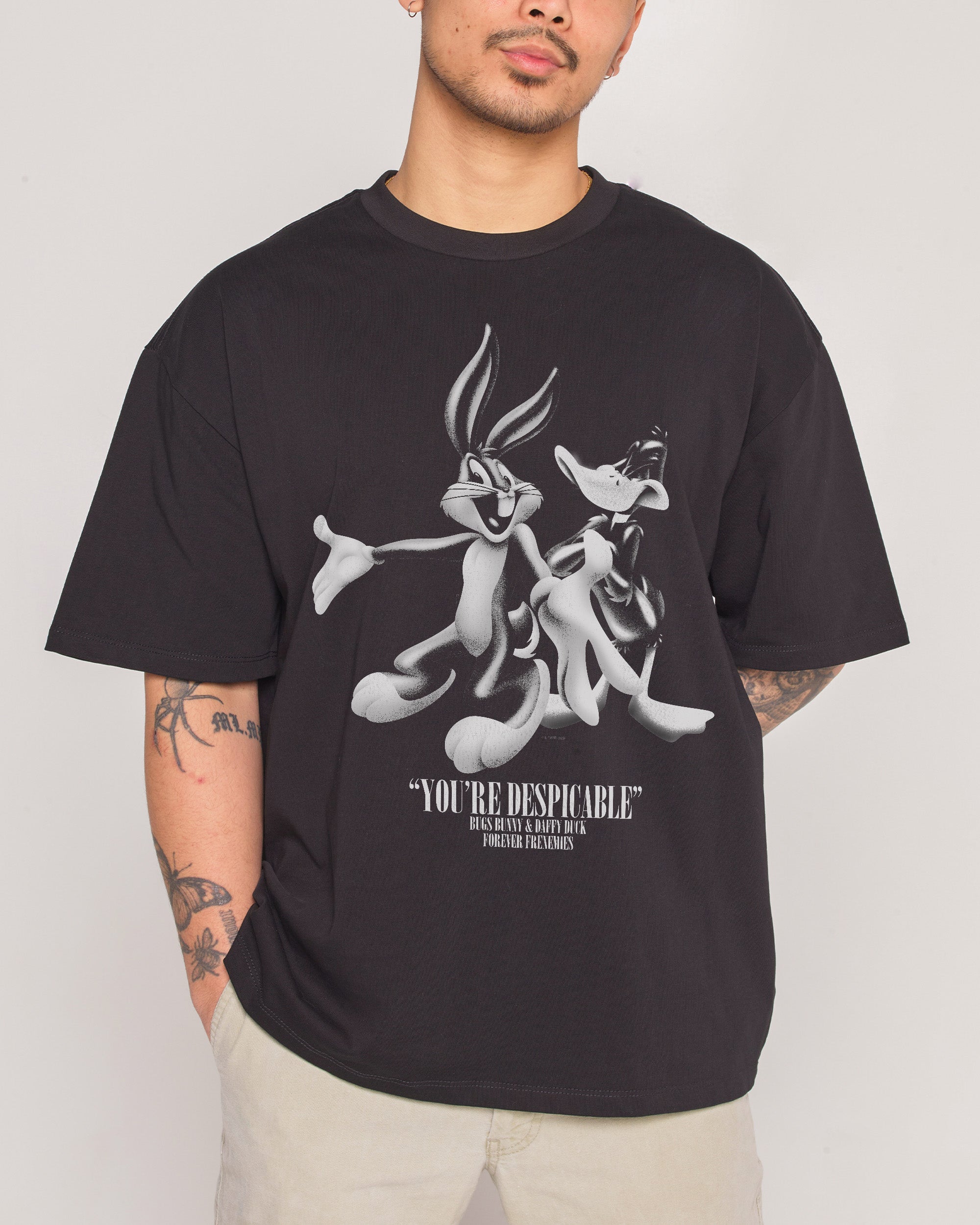 Forever Frenemies Oversized Looney Tunes Graphic Tee Unisex 100% Combed Cotton Heavyweight