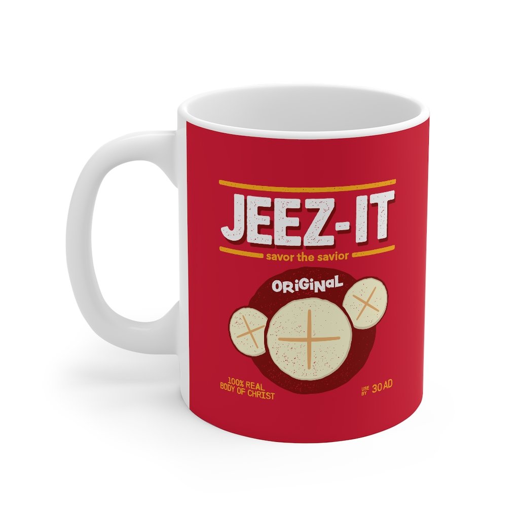 Jeez-Its Coffee Mug - White Ceramic, Durable 11oz Classic Shape