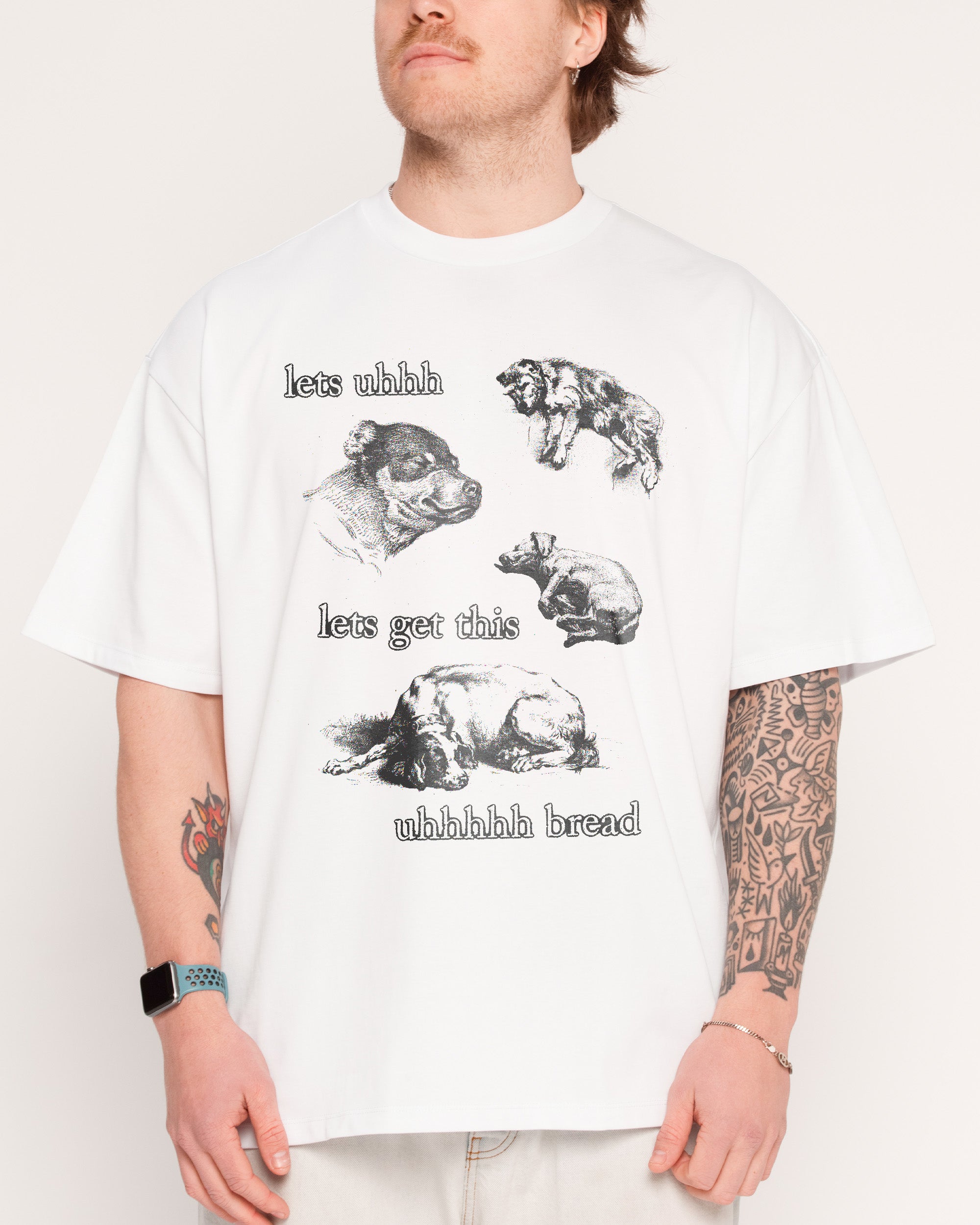 Lets Get This Bread Oversized Graphic Tee Unisex 90s Boxy Fit 100% Combed Cotton