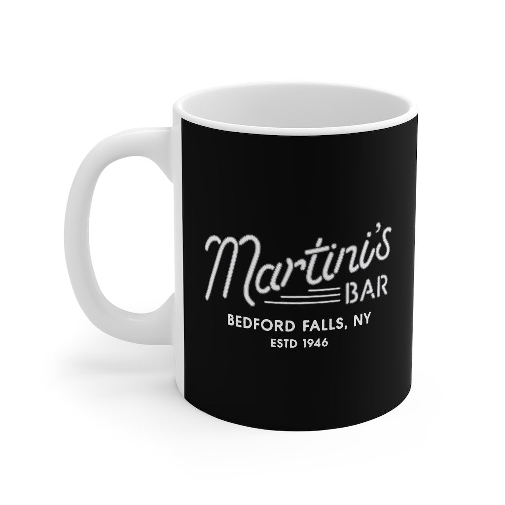 Martini's Bar Coffee Mug - White Ceramic Classic Shape 11oz