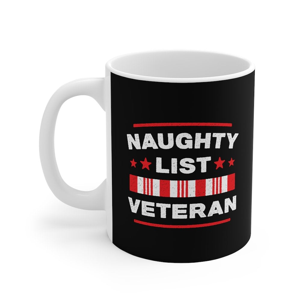 Naughty List Veteran Ceramic Coffee Mug - White 11oz Durable Sublimation Print