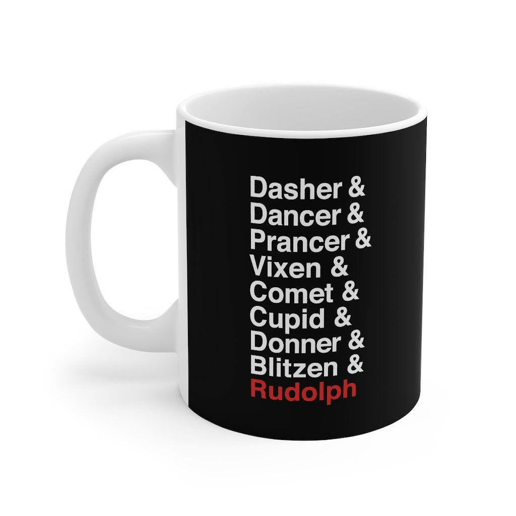 Reindeer Names Coffee Mug - White Ceramic 11oz Durable Sublimation Print