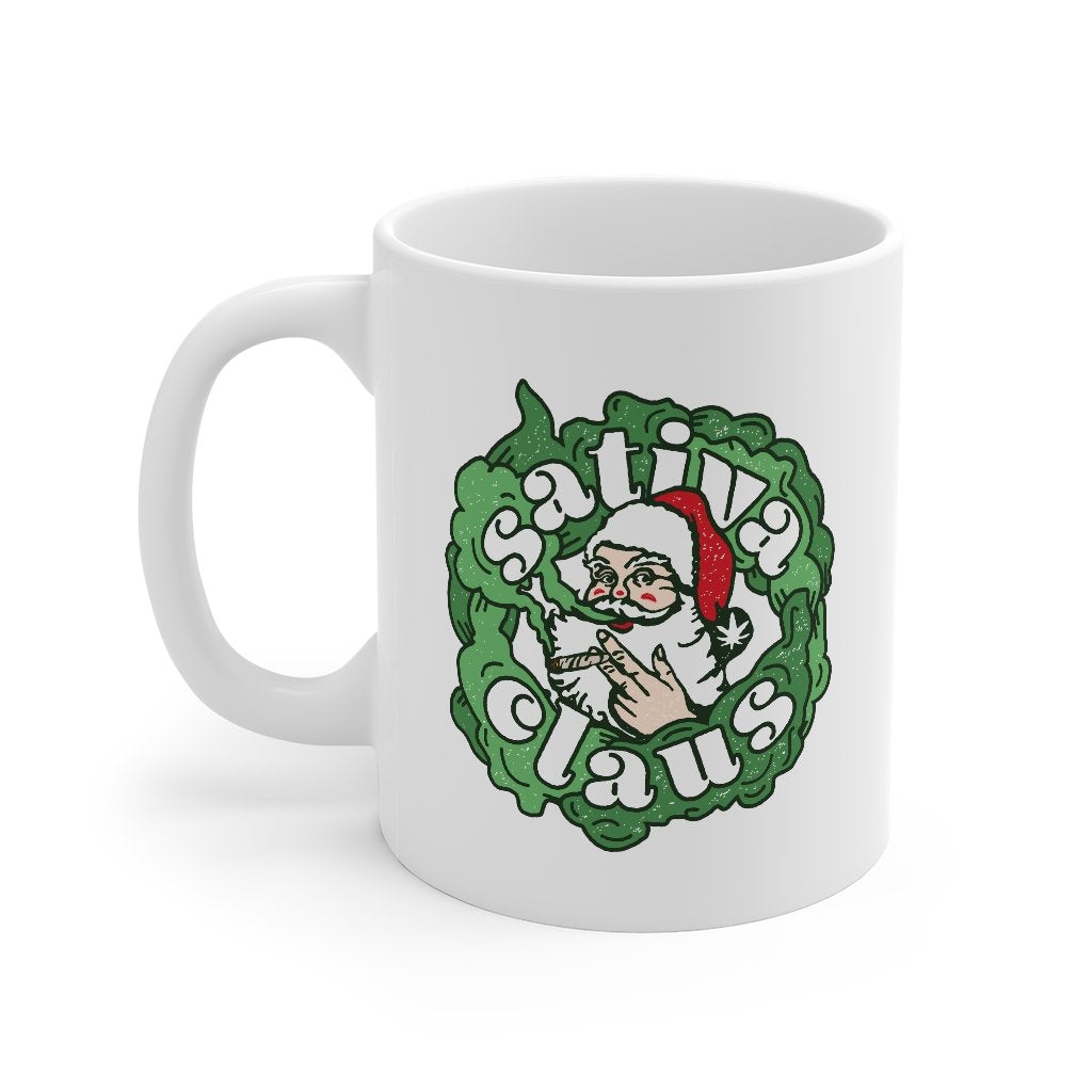 Sativa Claus Coffee Mug - White Ceramic 11oz Sublimation Printed
