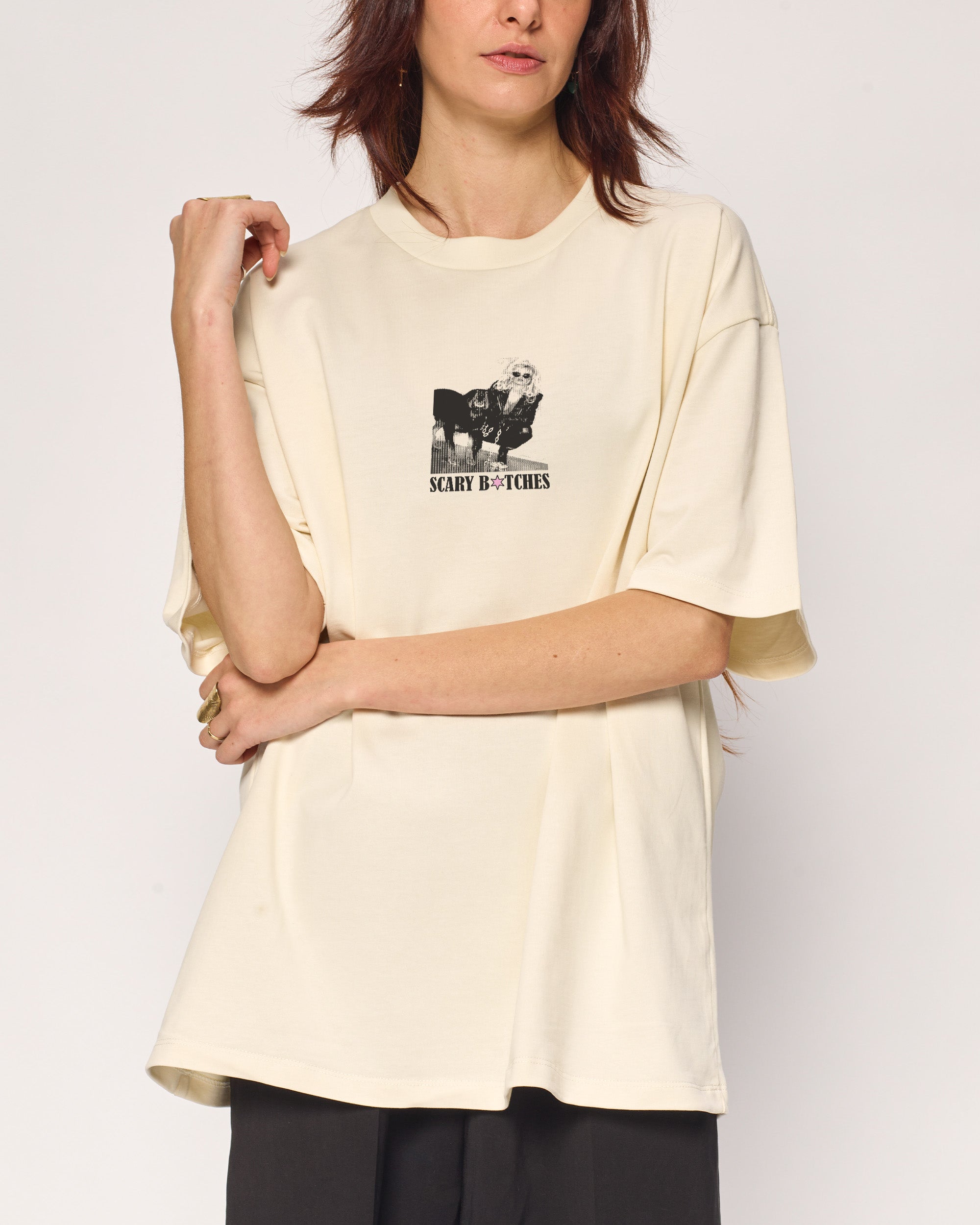 Scary Bitches Oversized Graphic Tee Unisex 90s Boxy Fit 100% Combed Cotton 275gsm