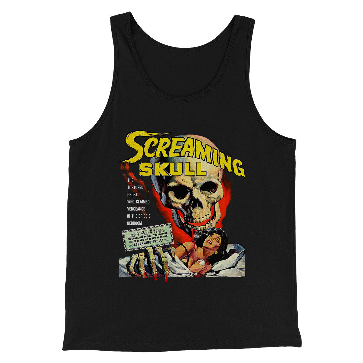 Screaming Skull Horror Movie Unisex Tank Top - Black & White Film Graphic