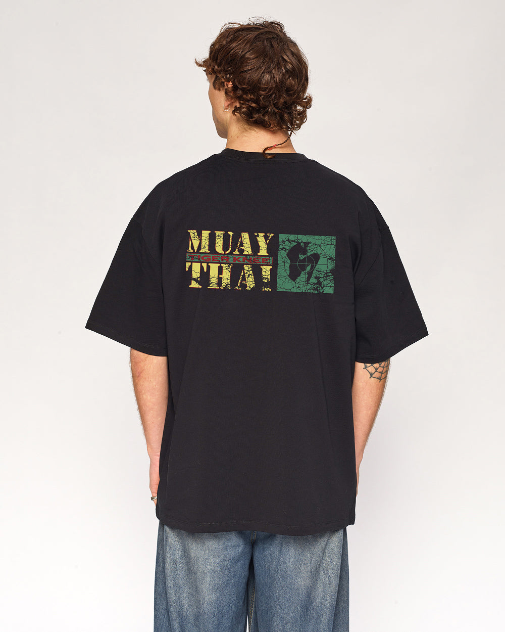 Tiger Knee Oversized Graphic Tee Unisex 90s Boxy Fit 100% Combed Cotton