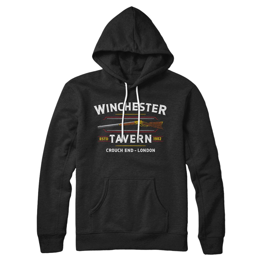 Winchester Tavern Unisex Pullover Hoodie - Cotton Polyester Blend, Loose Fit, Kangaroo Pocket