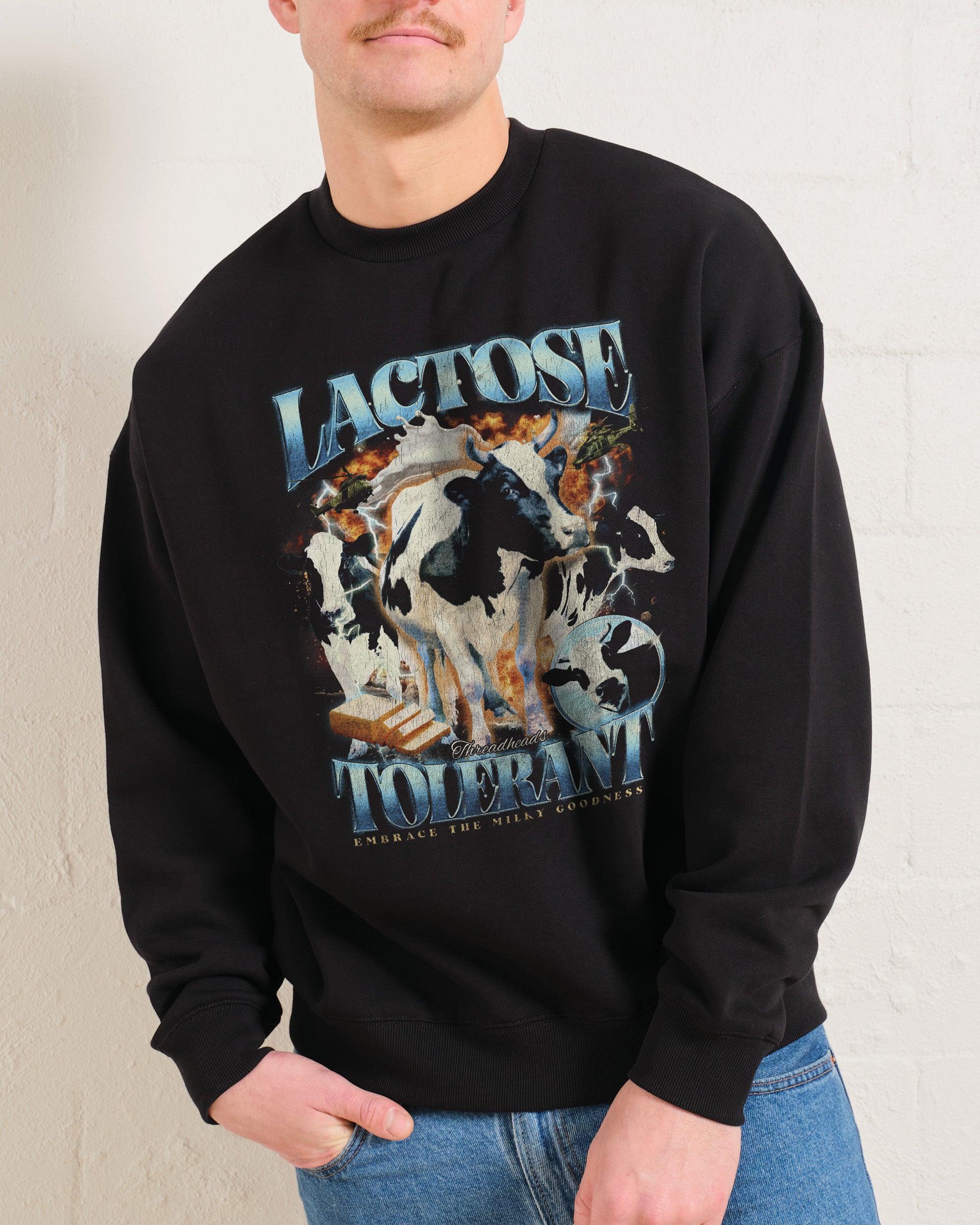 Lactose Tolerant Unisex Graphic Sweatshirt - 80% Cotton 340gsm Threadheads