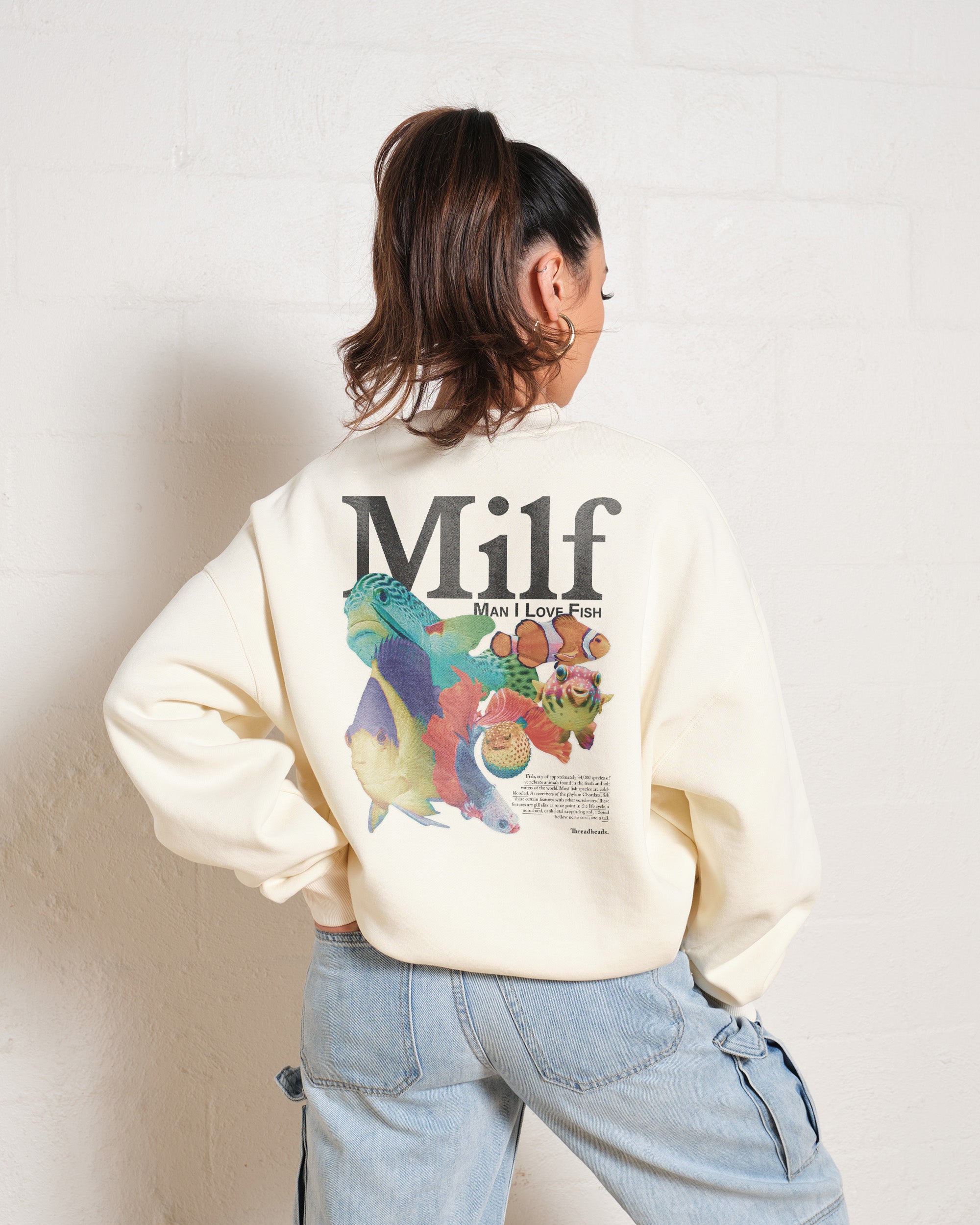 Man I Love Fish Front and Back Unisex Sweatshirt - 80% Cotton 340gsm Threadheads